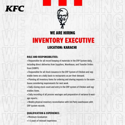 KFC is Hiring Inventory Executive